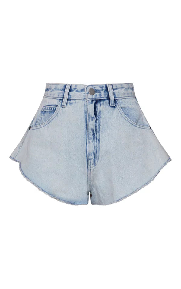 Bleach Wash Raw Hem Hotpants