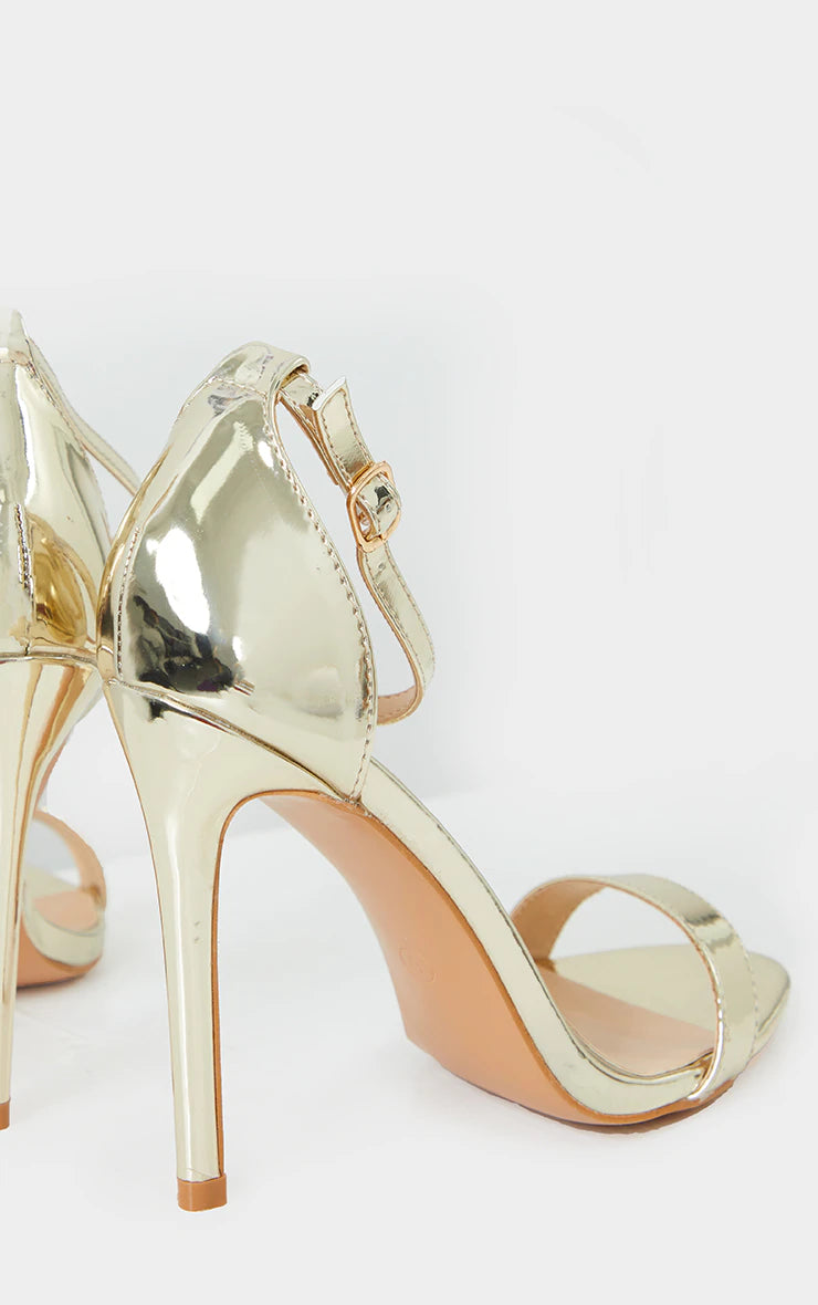 GOLD WIDE FIT CLOVER SINGLE STRAP HEELED SANDAL