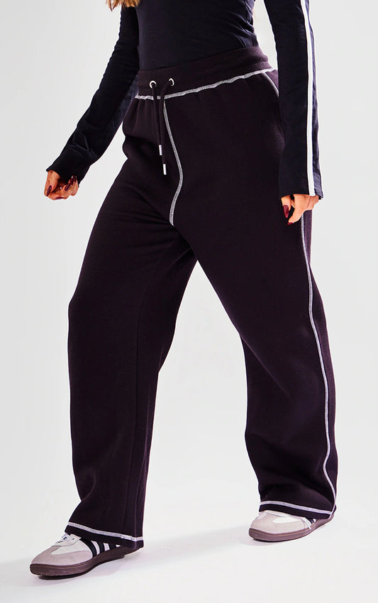 Petite Black Contrast Stitch Joggers