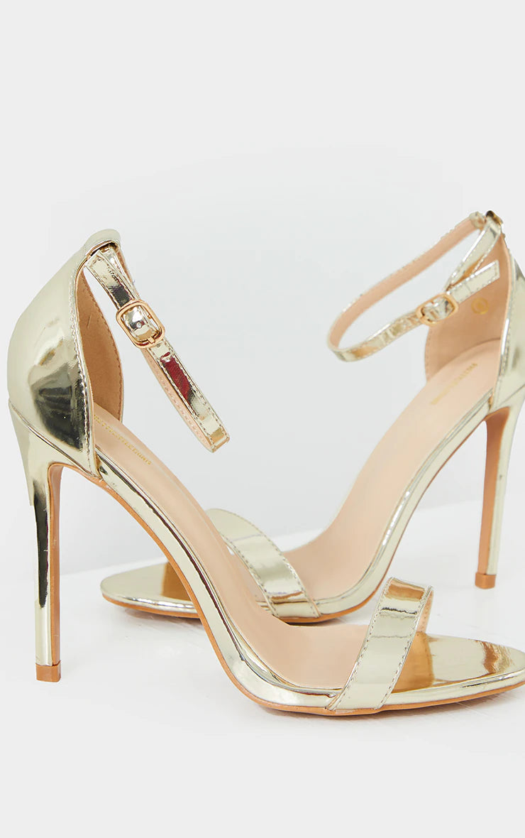 GOLD WIDE FIT CLOVER SINGLE STRAP HEELED SANDAL