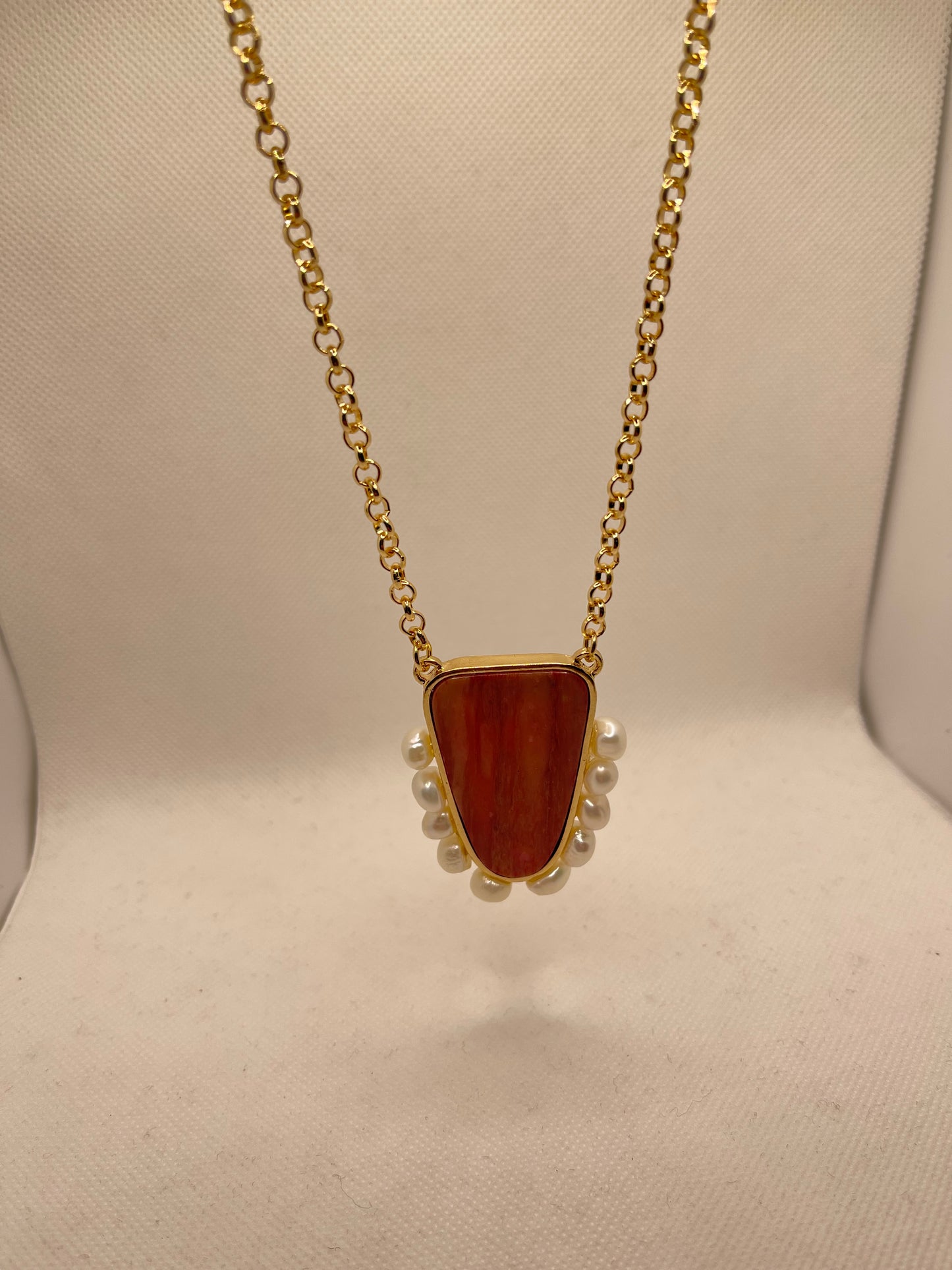 Semi Stone Precious Triangle Necklace