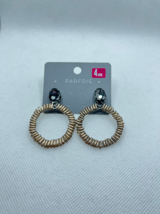 Black Emerald Circle Earrings