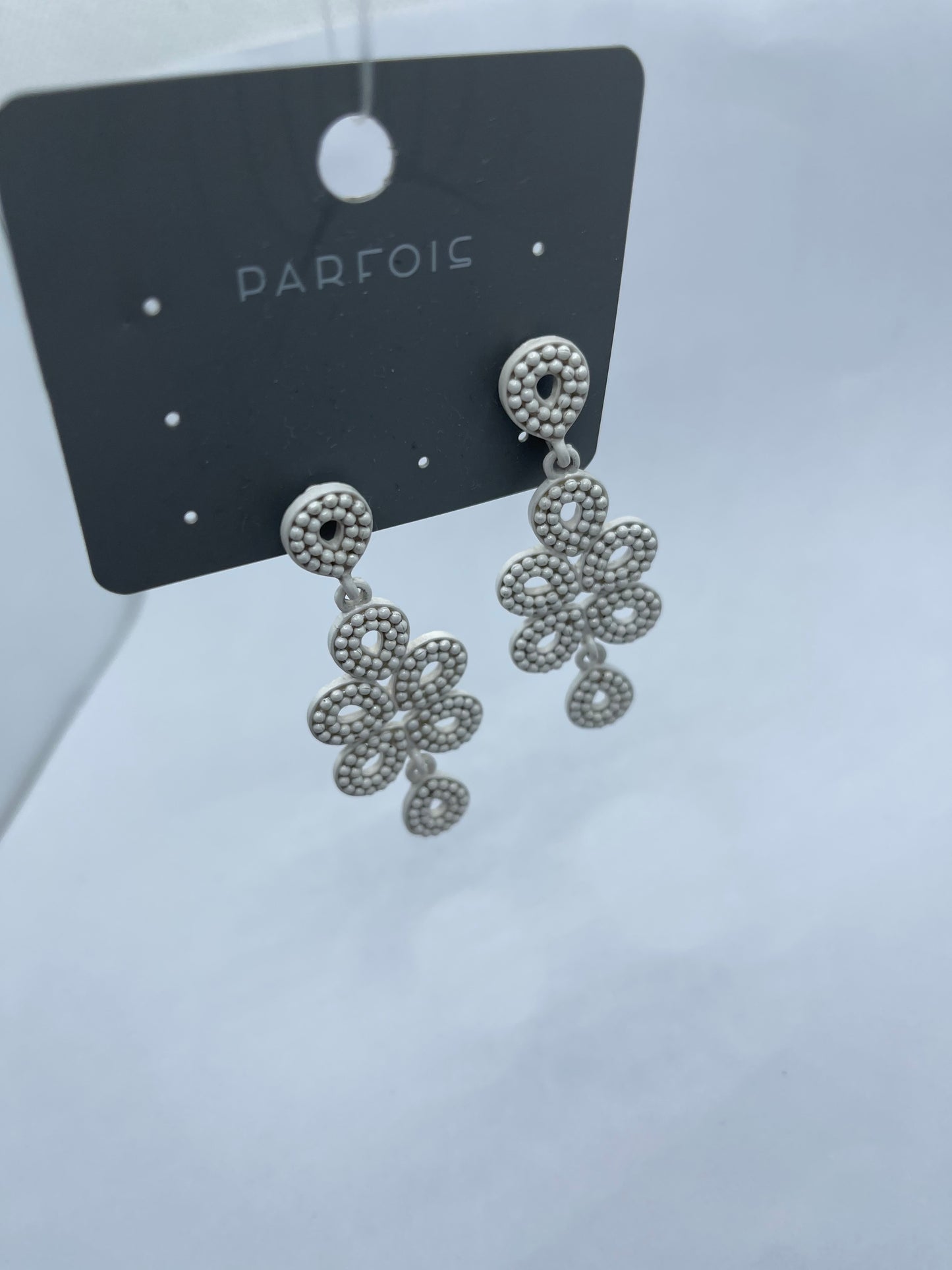 White Flower Drop Earrings