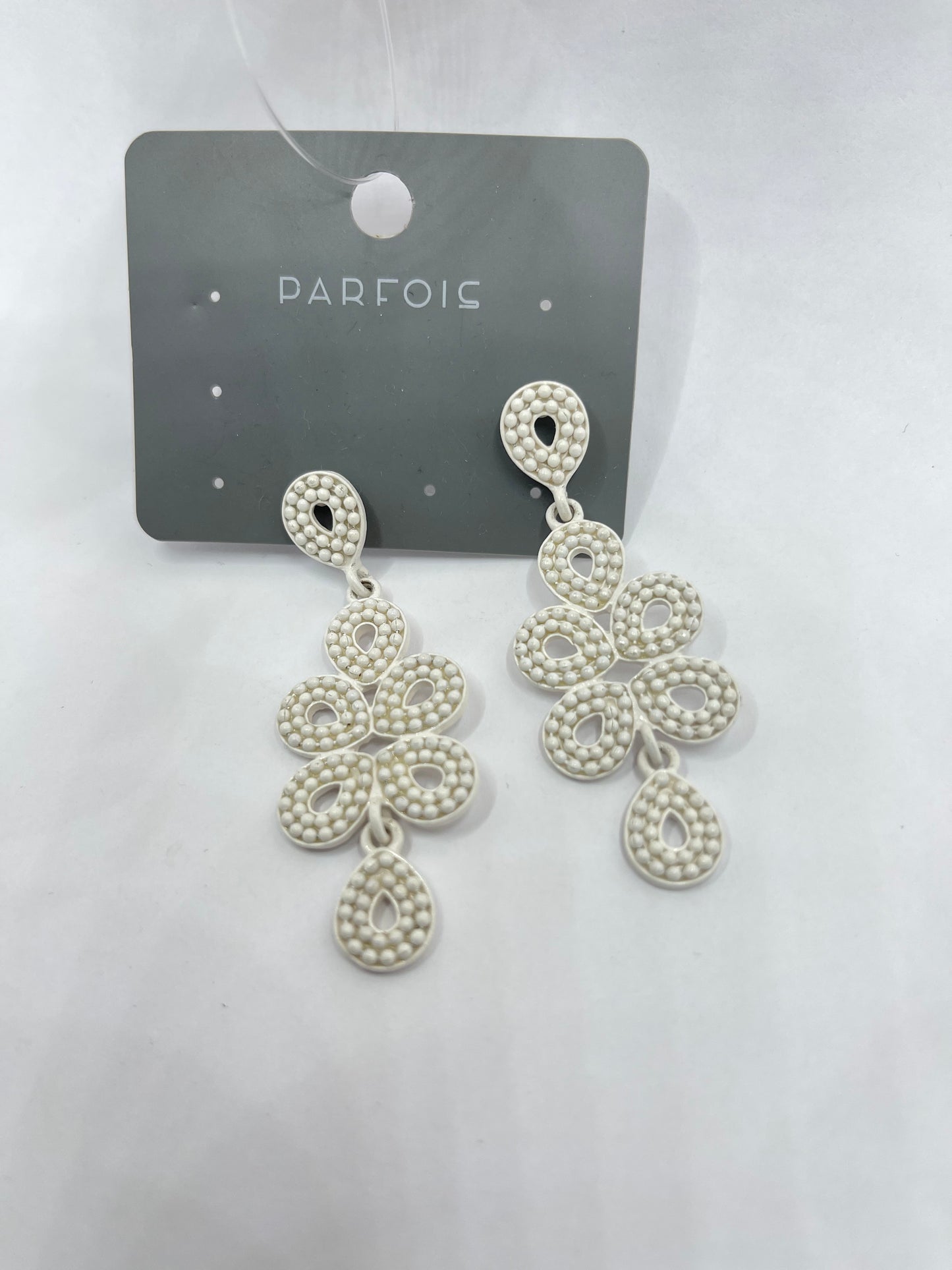 White Flower Drop Earrings