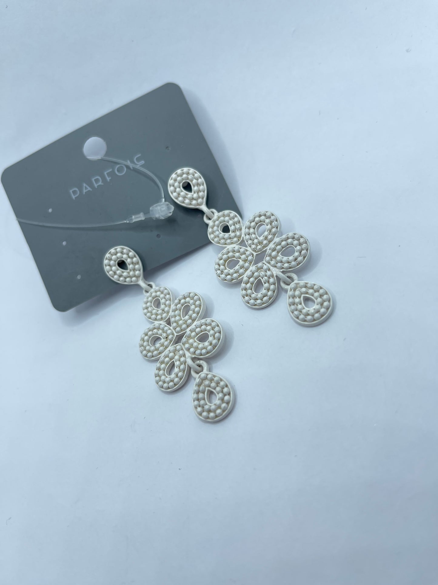 White Flower Drop Earrings