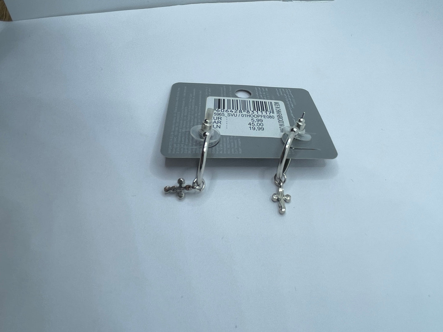 Black Small Cross Silver Earrings