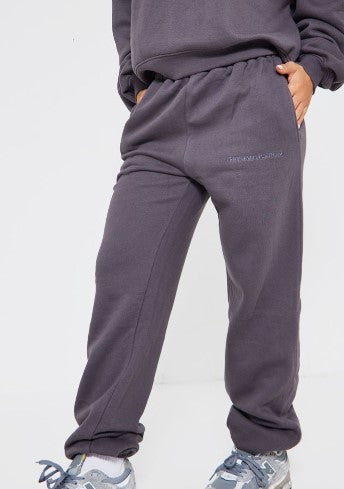 Charcoal Embroidered Oversized Cuffed Joggers