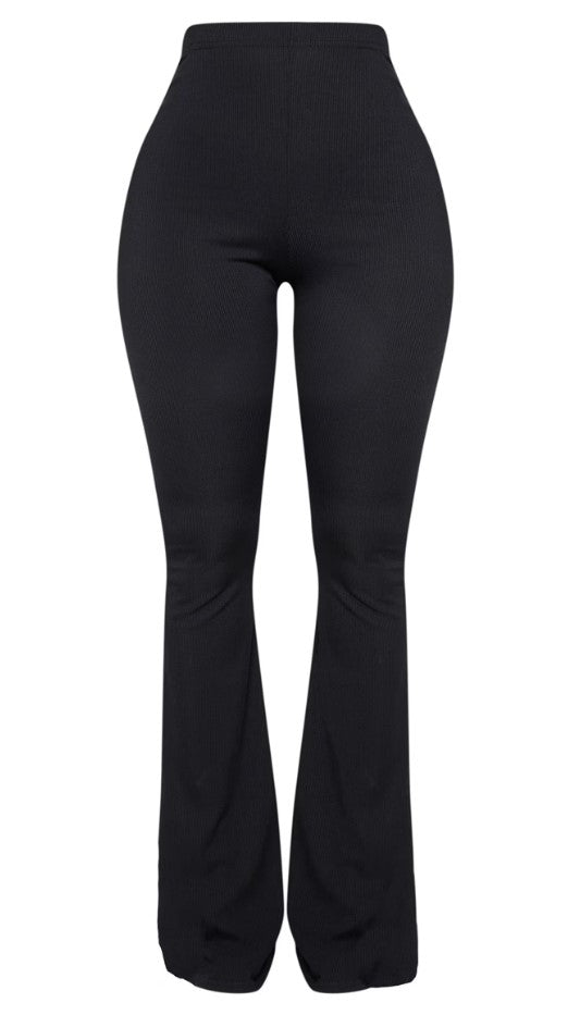 Shape Black Ribbed Flared Trousers