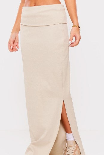 Beige Column Floor Length Skirt