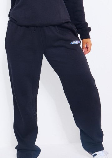 Plus Black Embroidered Studio Joggers