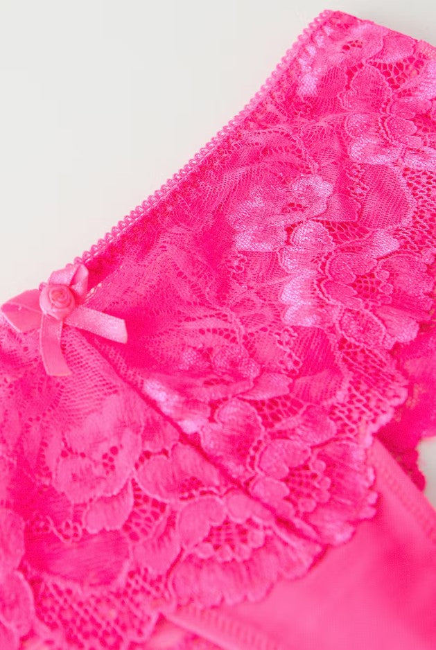 Lace string - Neon Pink