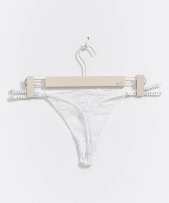 Rhinestone lace thong - Cloud dancer