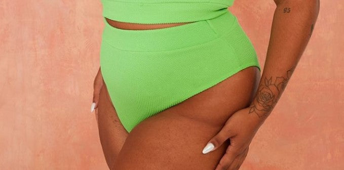 Plus Bright Green Crinkle High Waisted Bikini Bottoms