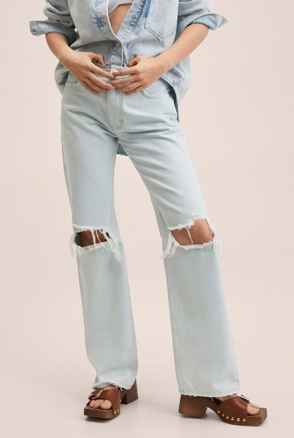 Mango - High-waist straight jeans