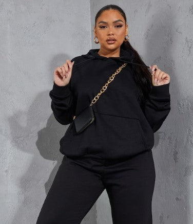 Plus Black Basic Hoodie