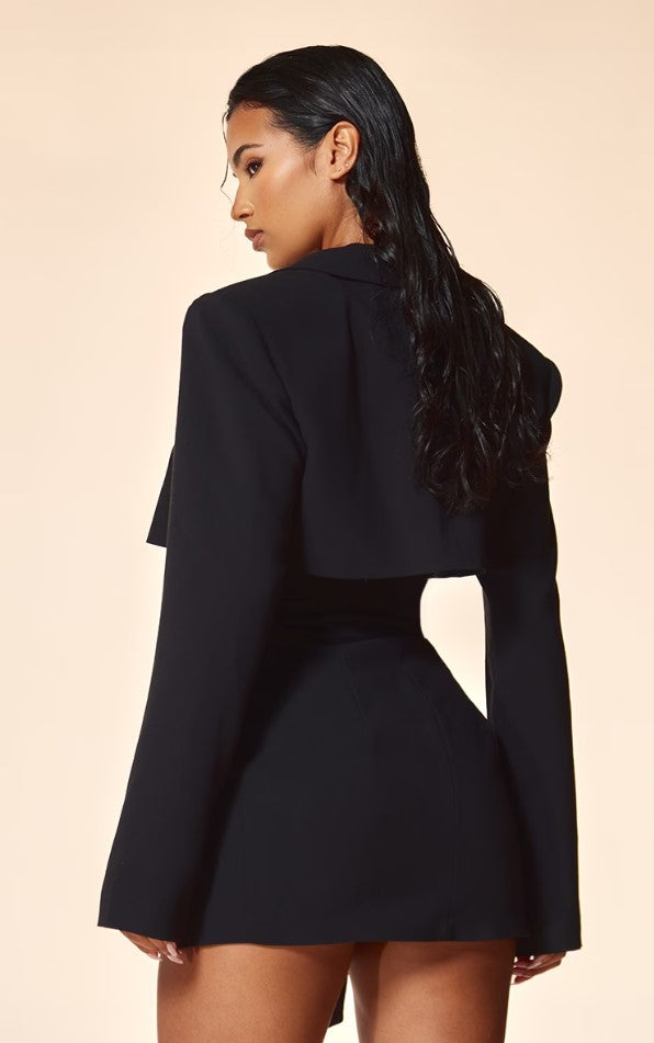 Label Black Tie Side Detail Blazer Dress