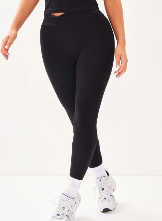 SPORT Black V Front Melange Leggings Black