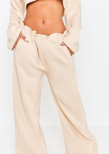 Shape Cream Toggle Waist Wide Leg Joggers