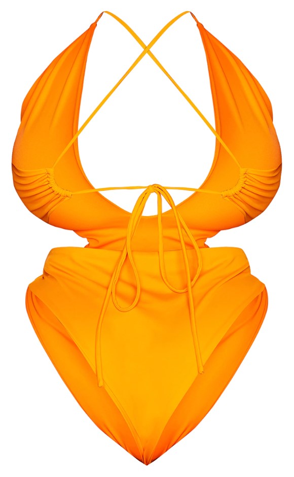 Plus Orange Cross Front Cut Out Swimsuit