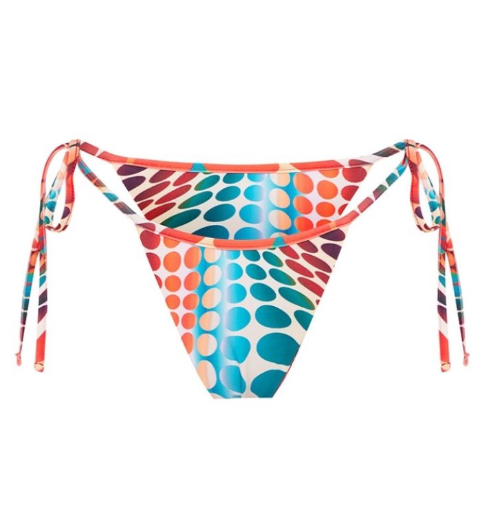 Red Optical Dot Print Tie Side Bikini Bottoms