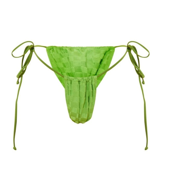 Green Check Tie Side Bikini Bottoms