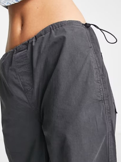 Stradivarius STR oversized parachute pants in charcoal