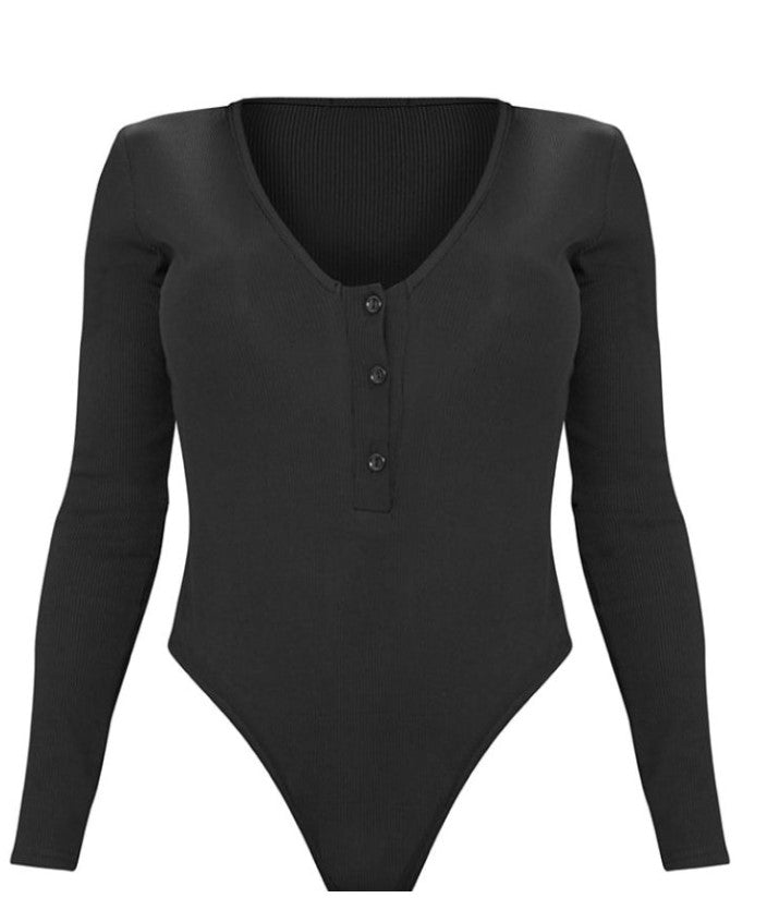 Shape Black Ribbed Long Sleeve Bodysuit