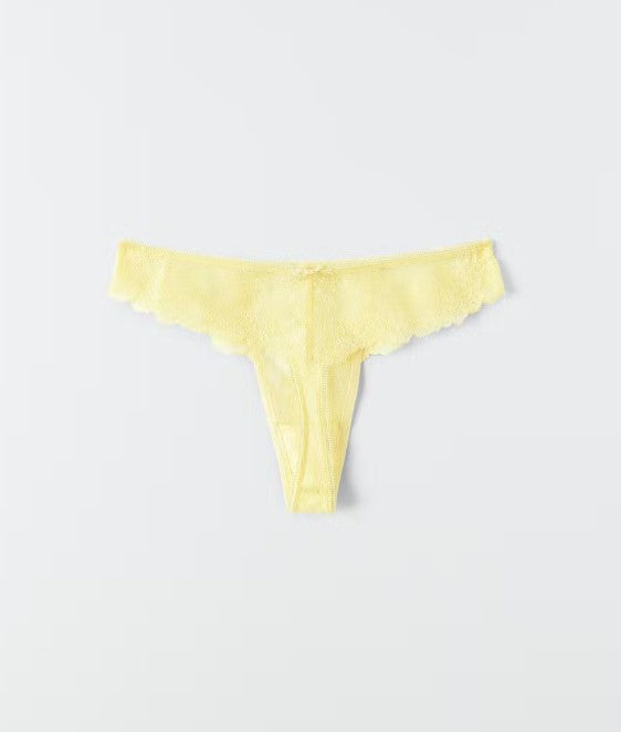 Melia lace thong - Yellow