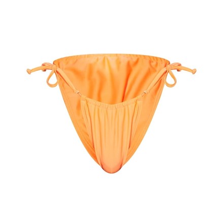 ORANGE MIX & MATCH RECYCLED FABRIC MINI RUCHED TIE SIDE BIKINI BOTTOMS