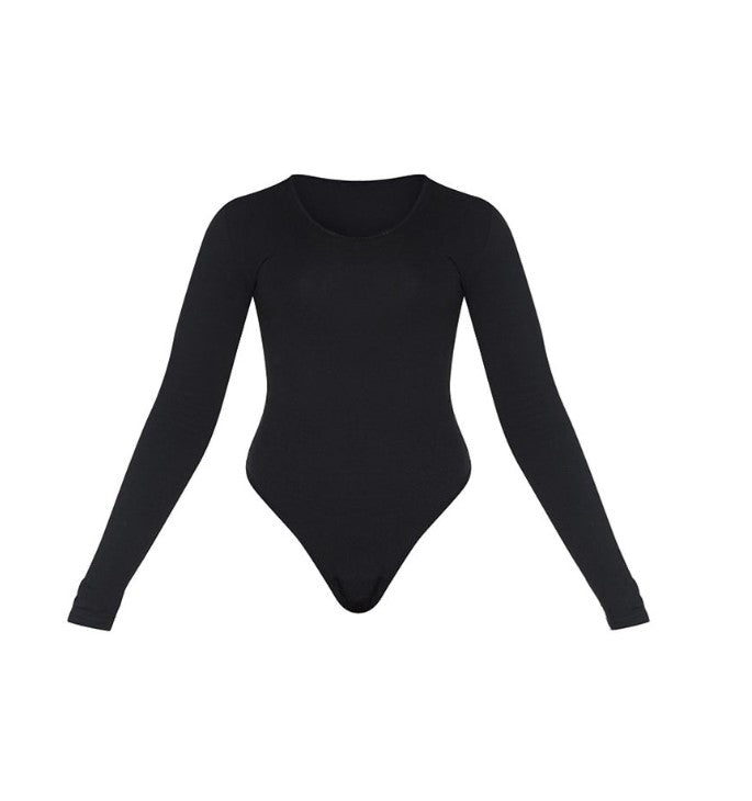 Essential Black V Neck Long Sleeve Bodysuit