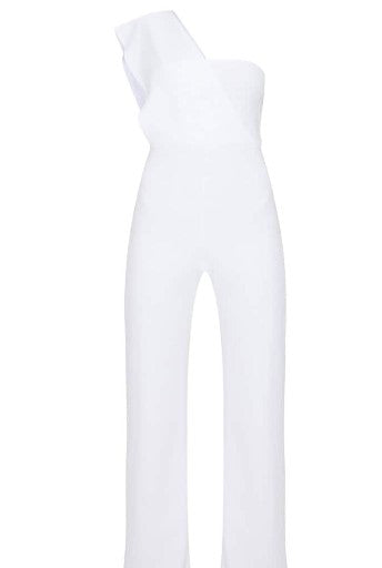 White Drape One Shoulder Jumpsuit