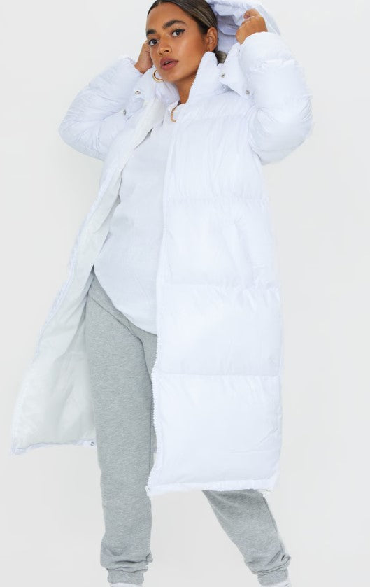 Petite White Maxi Puffer Coat