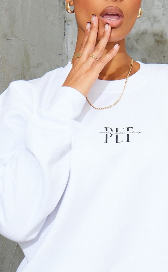 White Slogan Print Sweatshirt