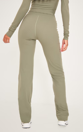 Tall Dark Olive Contour Sculpt Flared Trousers