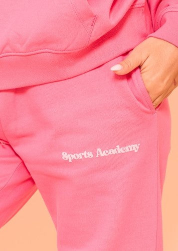 Hot Pink Premium Sports Academy Puff Print Oversized Joggers