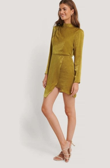 Asymmetric Dress Green In Light Khaki