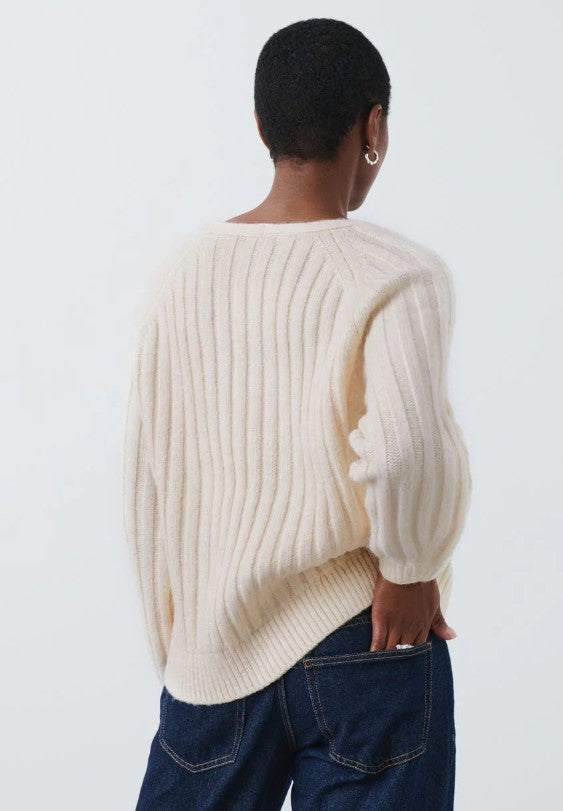 v-neck knitted sweater buttercream