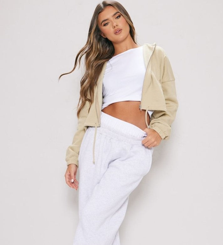 Pebble Toggle Waist Zip Up Cropped Hoodie