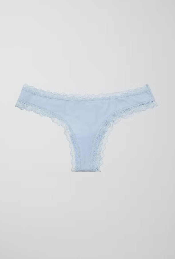 Rib lace string - Cashmere Blue