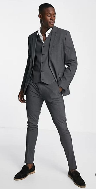 Skinny Suit Jacket In Charcoal