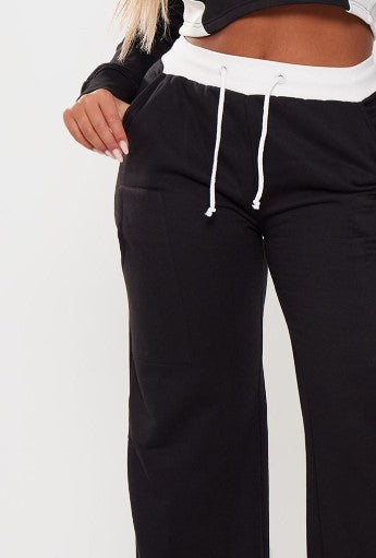 SHAPE BLACK SWEAT CONTRAST POCKET STRAIGHT LEG JOGGERS