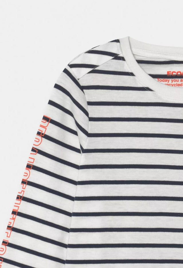 Ecoalf Marinalf Long Sleeve T-shirt Boys Off White Blue Stripe