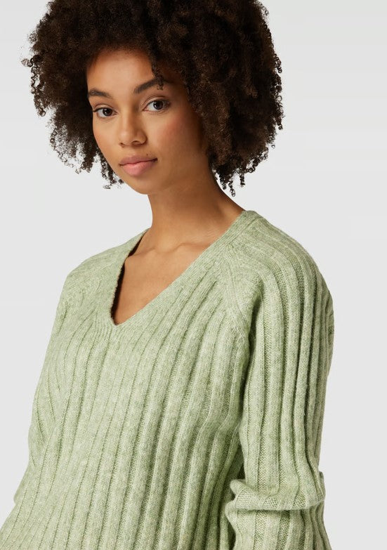 v-neck knitted sweater Laurel green