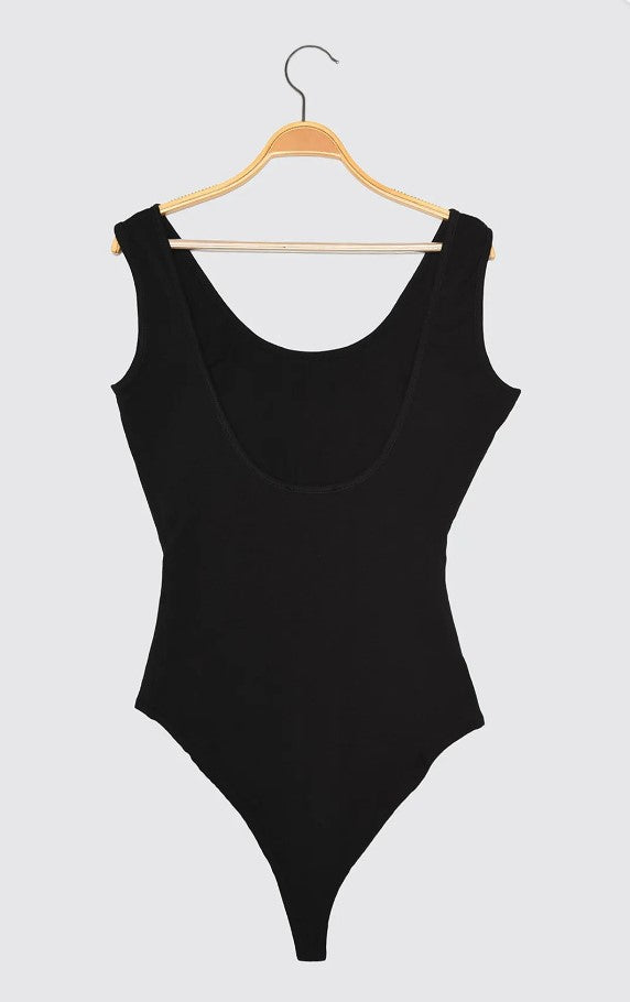 Black Low-Cut Knitted Bodysuit