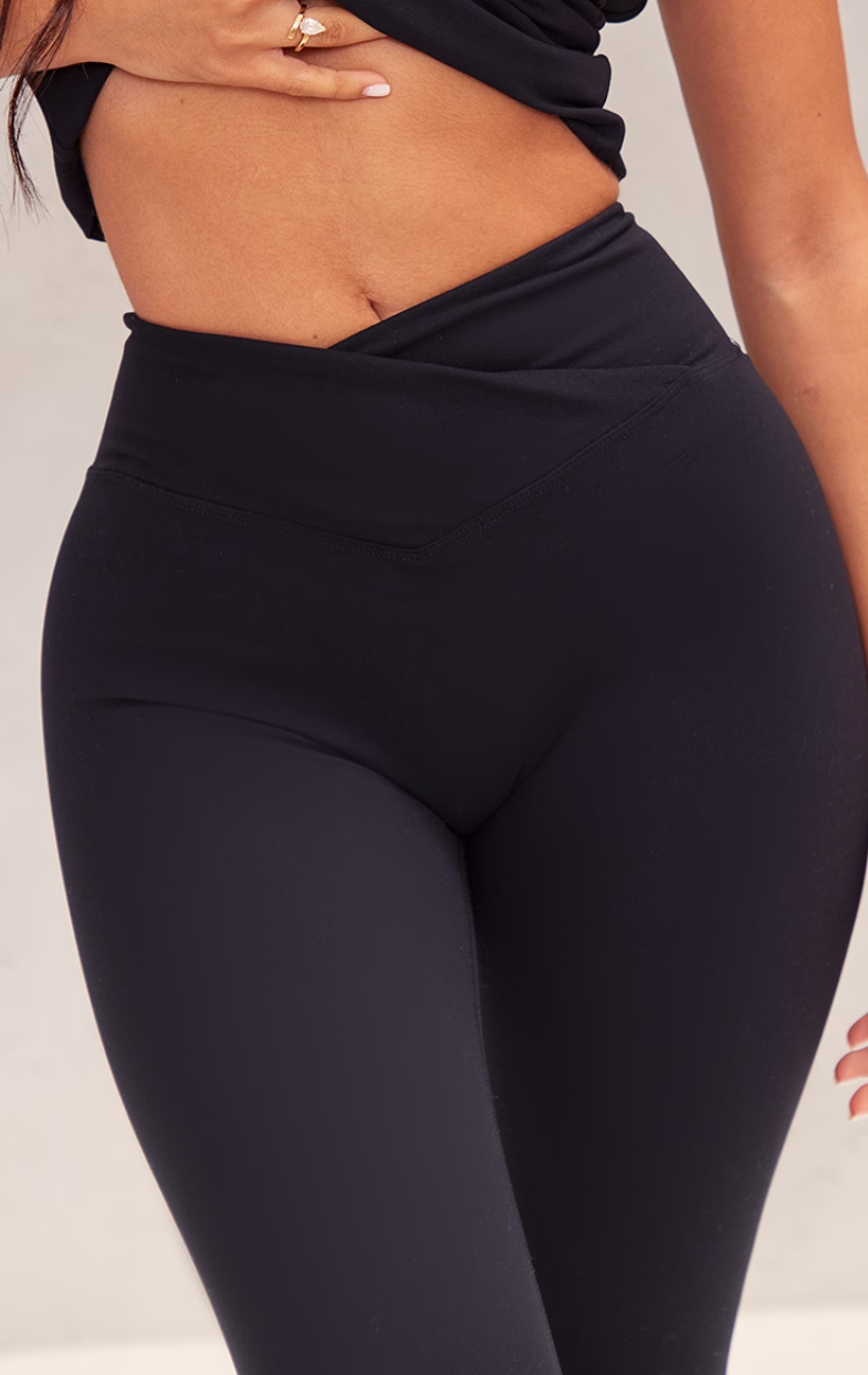 Petite Black Contour Sculpt Wrap Over Leggings