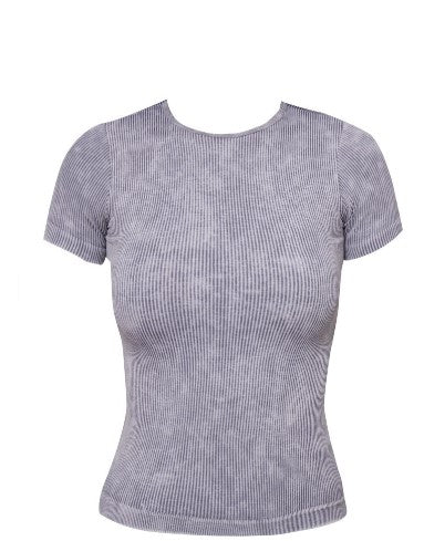 Charcoal Washed Contour Rib Longline T Shirt