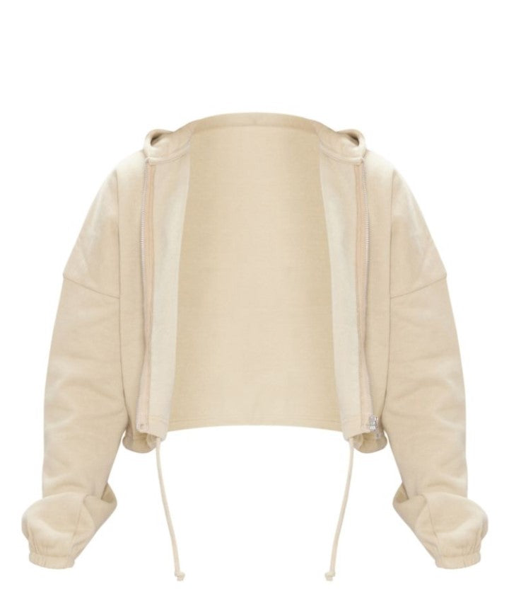 Pebble Toggle Waist Zip Up Cropped Hoodie