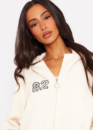 Cream 82 Varsity Zip Up Hoodie