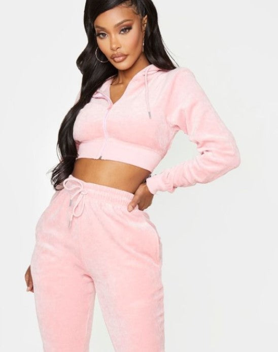 Shape Dusty Pink Velour Diamante Extreme Crop Sweater