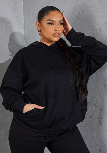 Plus Black Basic Hoodie